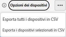 Esportare l'elenco dei dispositivi