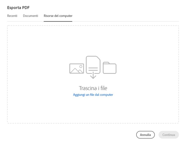 Selezionare un file dal computer