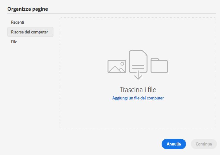 Selezionare un file dal computer