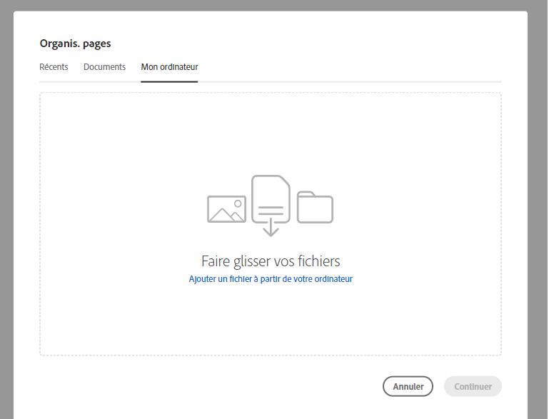 Sélectionner un fichier à partir de votre ordinateur