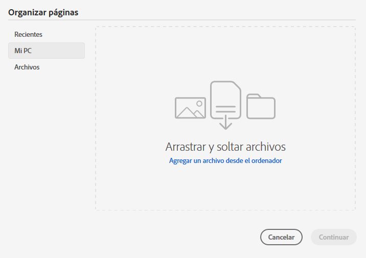 Seleccionar un archivo de su equipo