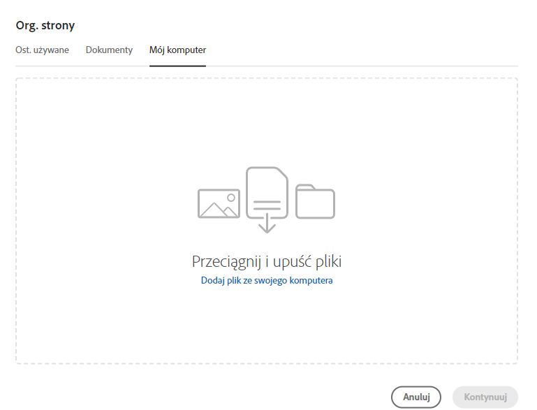 Wybieranie plików z komputera