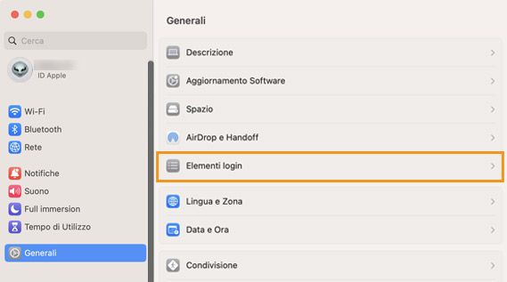 Selezionare Elementi di accesso in macOS Ventura