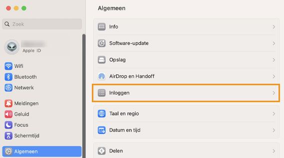 Selecteer Inlogonderdelen in macOS Ventura