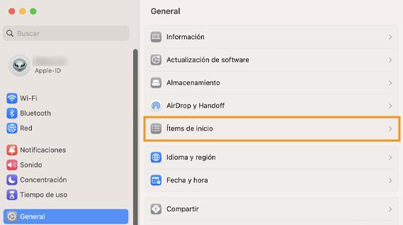 Seleccionar elementos de inicio de sesión en macOS Ventura