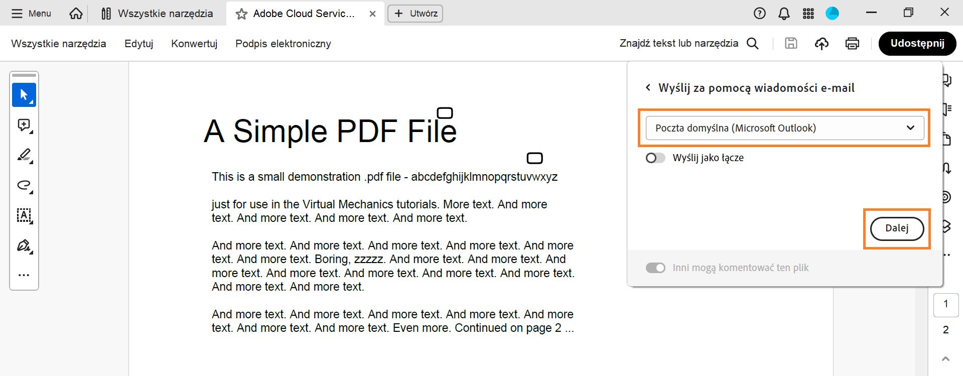 Wybór domyślnego klienta poczty e-mail