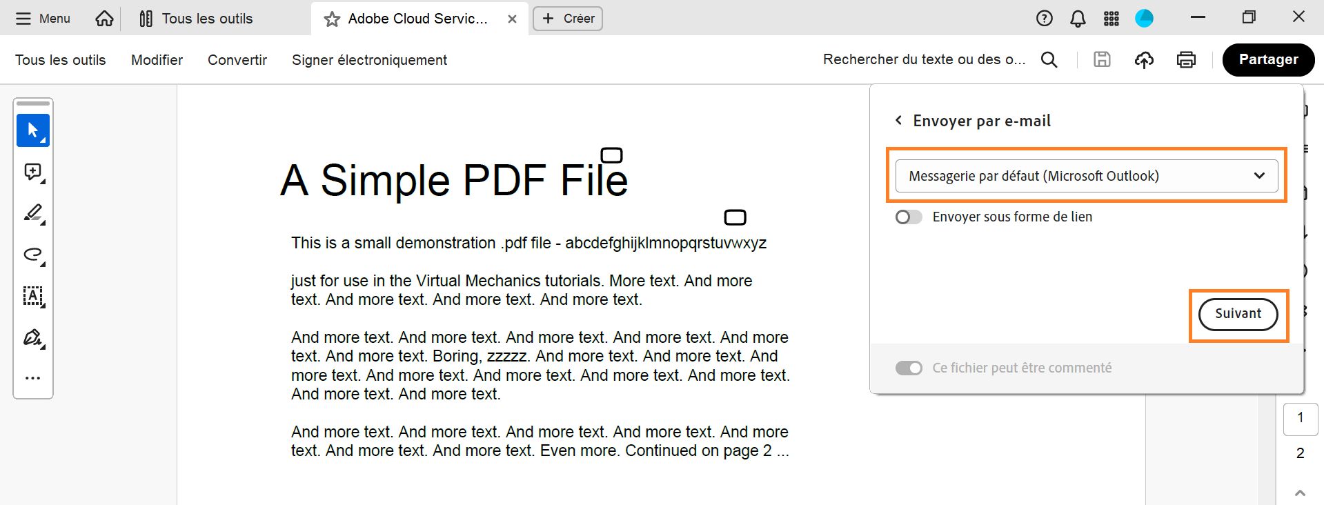 Sélectionnez votre client de messagerie par défaut