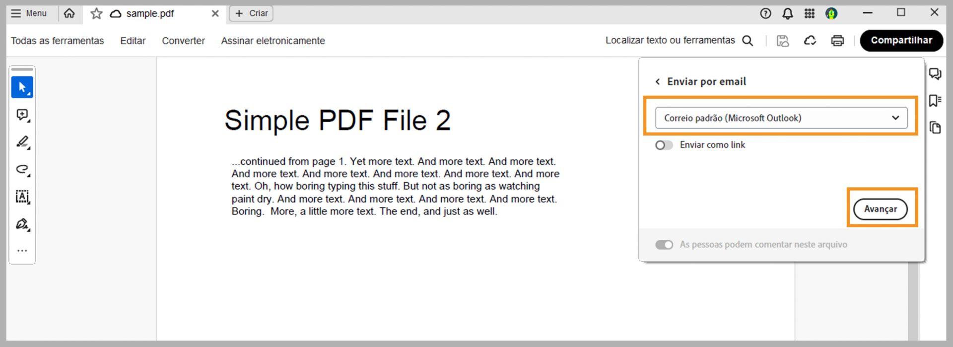 Escolha seu cliente de email padrão