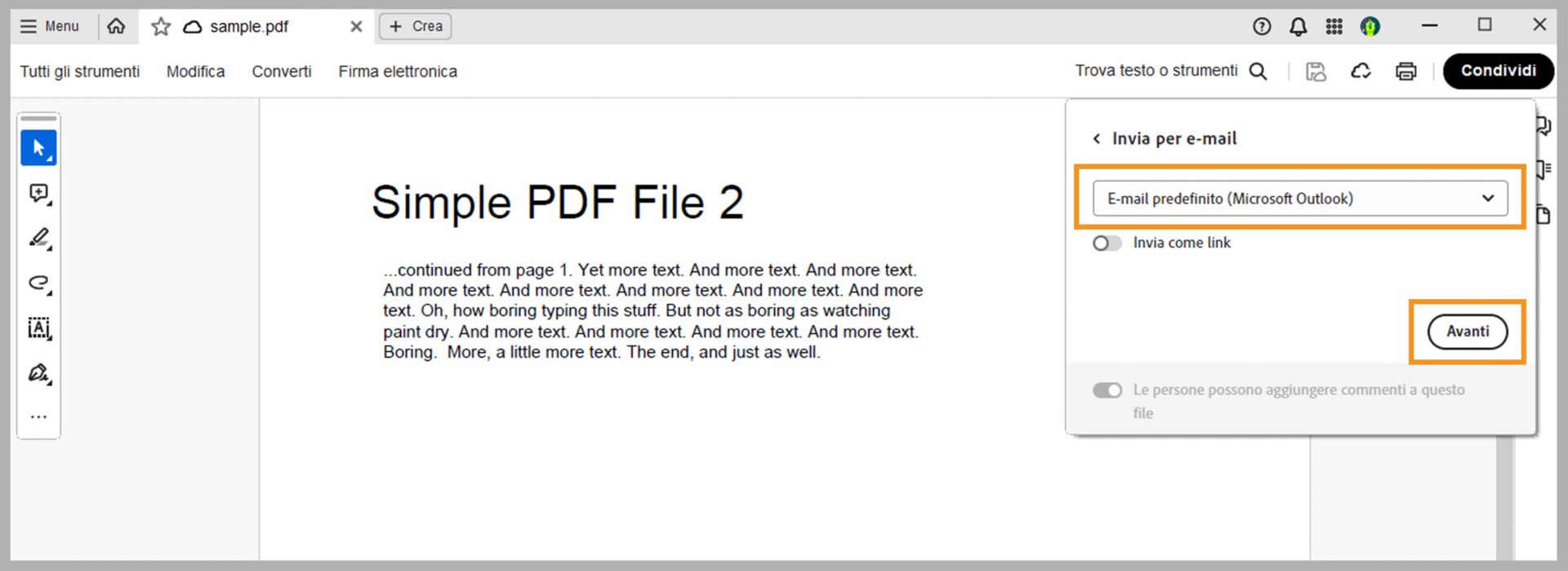 Scegliere il client e-mail predefinito