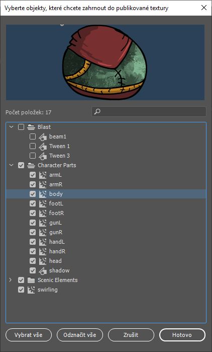 Částečný výběr symbolů