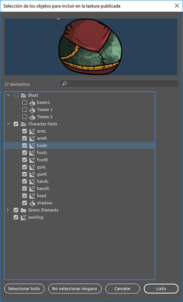 Selección parcial de símbolos