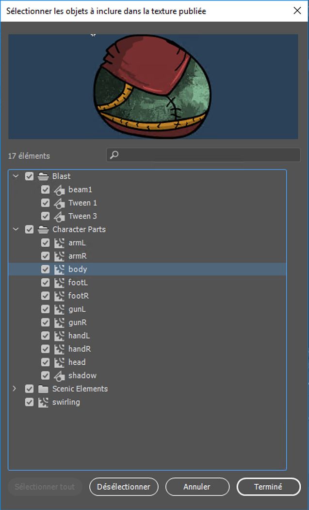 Sélection partielle des symboles