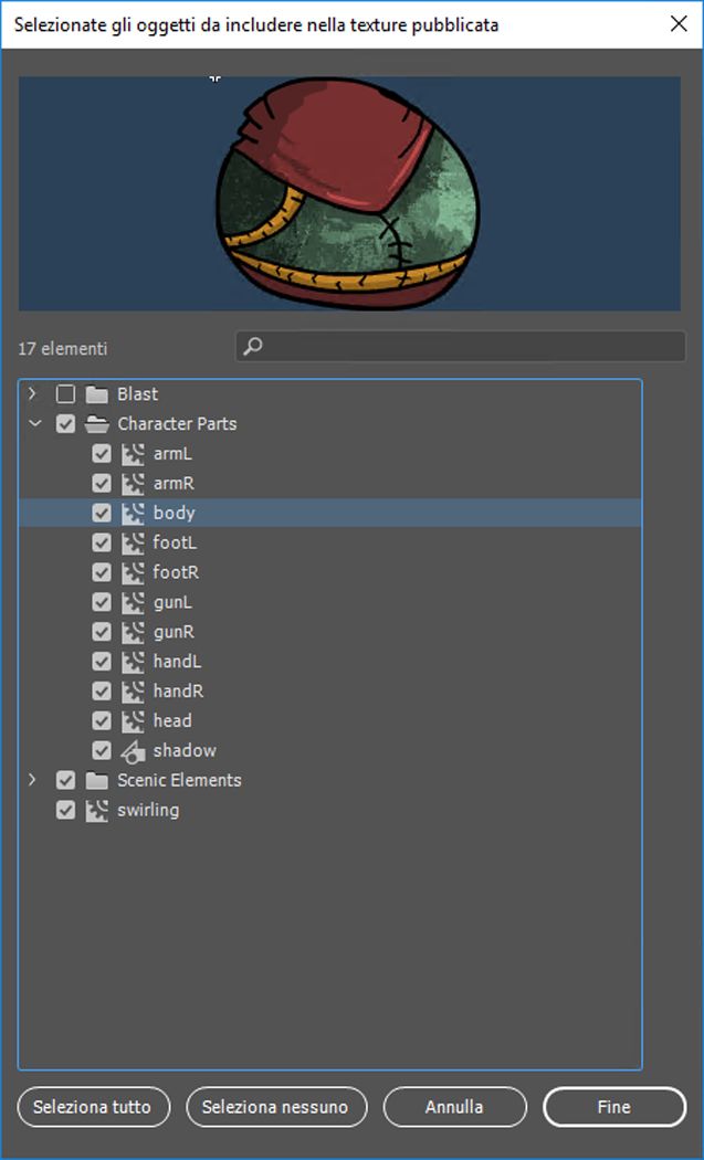 Selezione parziale del simbolo