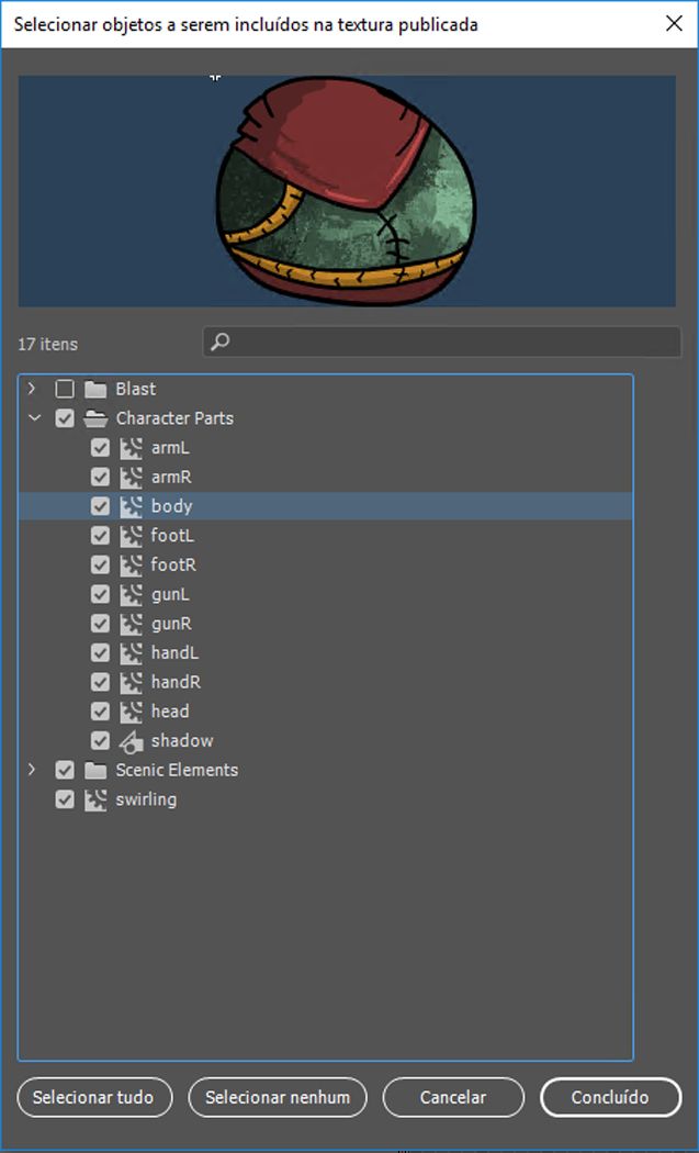Seleção parcial de símbolo