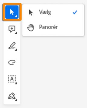 Værktøjet Vælg eller Panorer