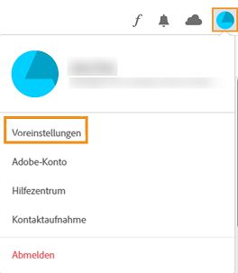Konto und Voreinstellungen auswählen