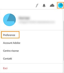 Seleziona Account e Preferenze