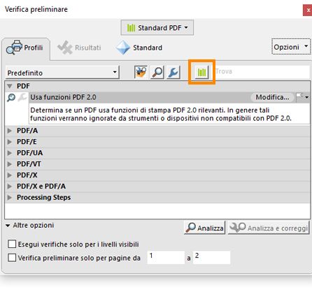 L’opzione Cerca in tutte le librerie è evidenziata nella finestra di dialogo Verifica preliminare