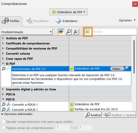 La opción Buscar en todas las bibliotecas aparece resaltada en el cuadro de diálogo Comprobaciones