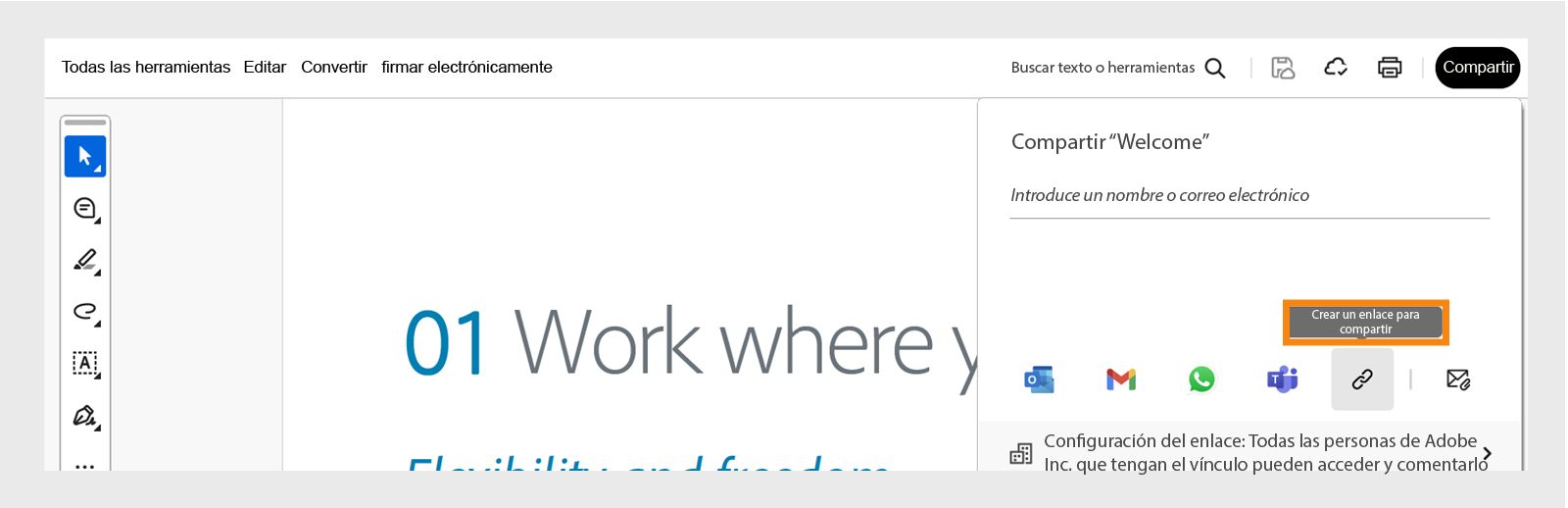 Selecciona Copiar vínculo en la ventana de uso compartido para copiarlo. 
