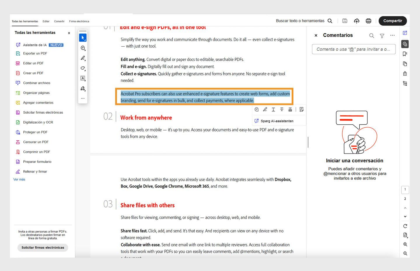Selecciona el texto con la herramienta de selección y empieza a escribir.