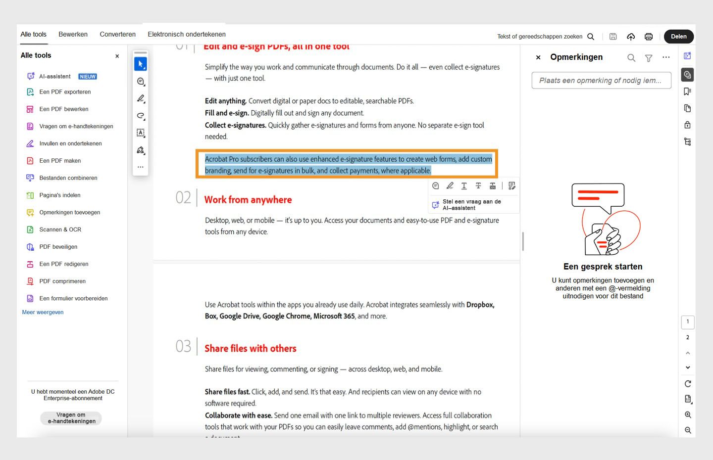 Selecteer tekst met de selectietool en begin te typen.