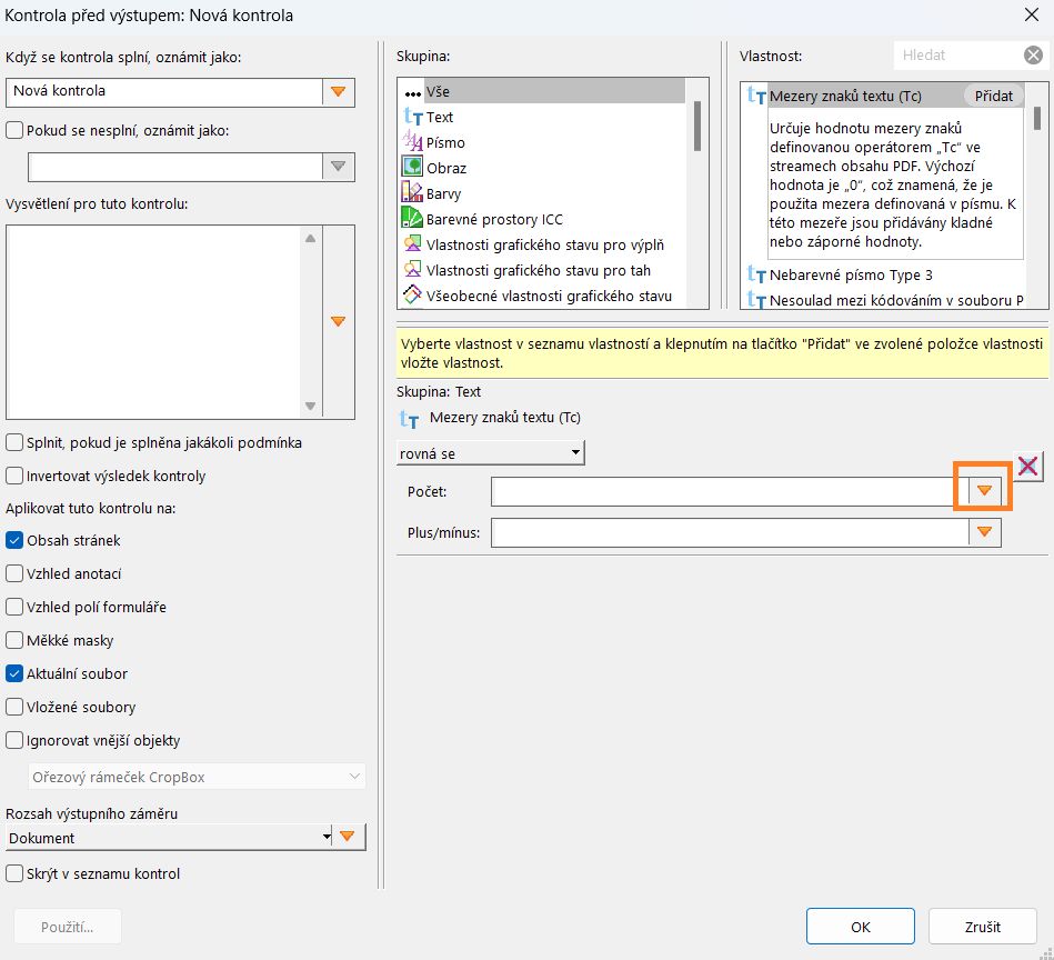 Zobrazí se dialogové okno Kontrola před výstupem: Nová kontrola