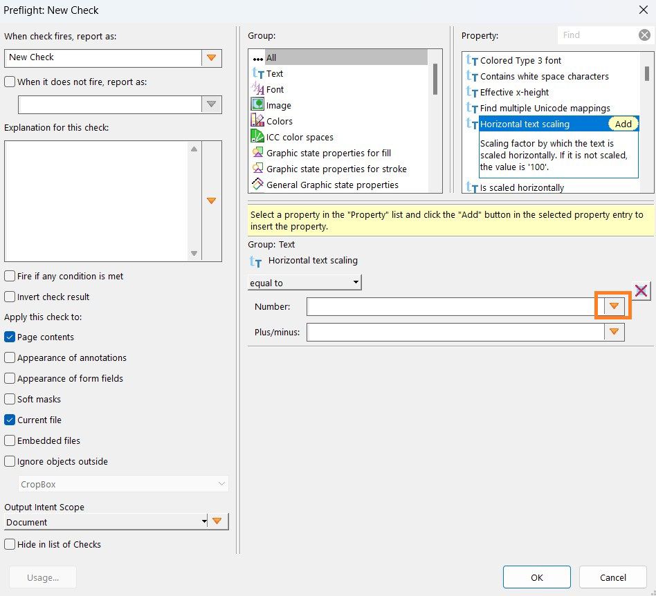 Preverjanje pred tiskom: Prikaže se pogovorno okno Novo preverjanje