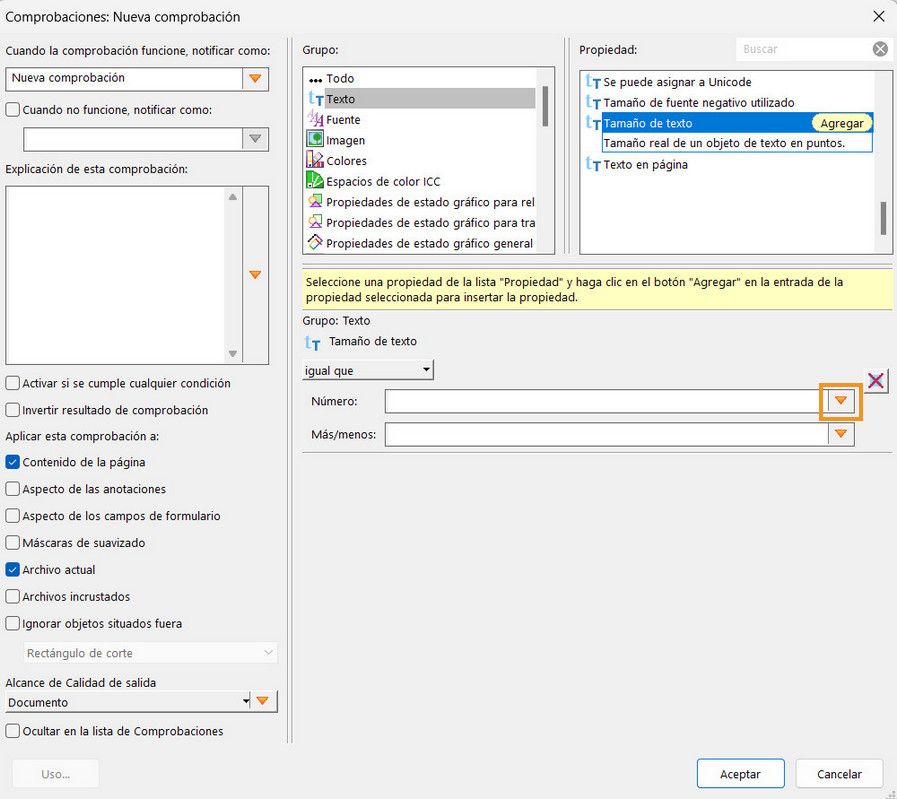 Comprobación: se muestra el nuevo cuadro de diálogo