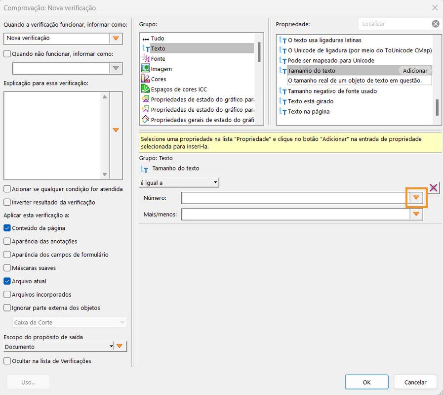 A Comprovação: a caixa de diálogo Nova verificação é exibida