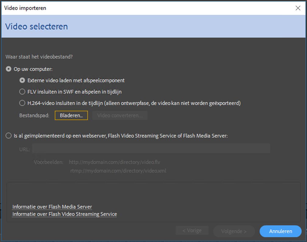 Venster Video selecteren
