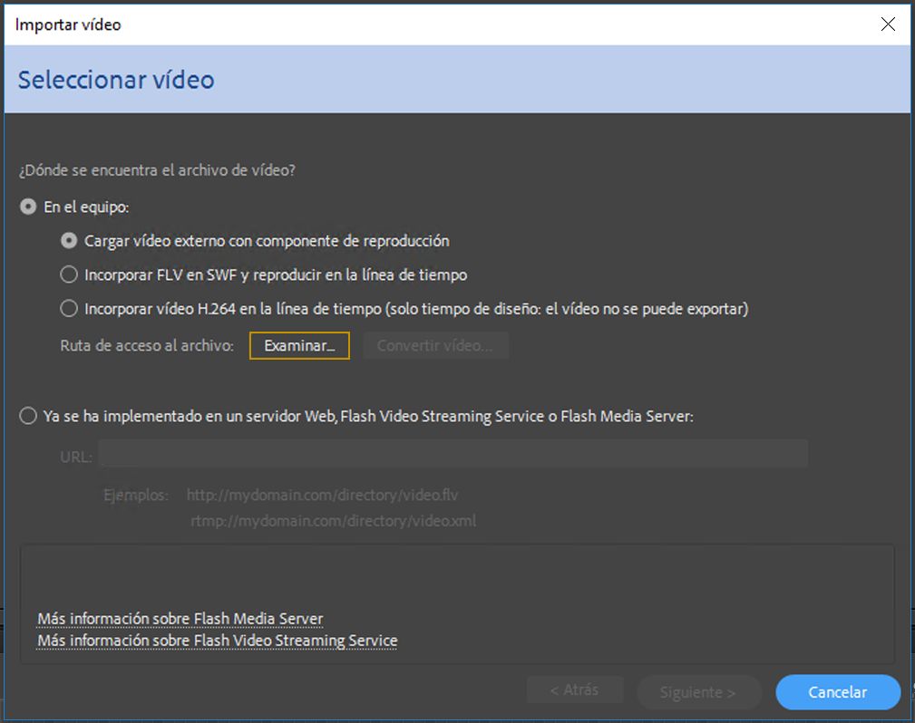 Selección de la ventana de vídeo