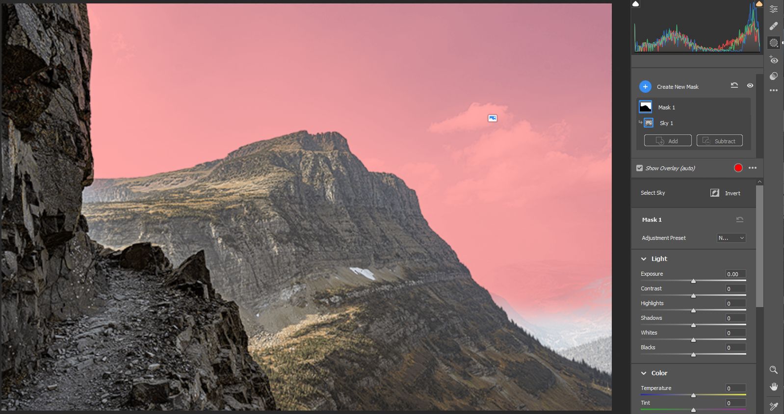 Markér himmel i Camera Raw