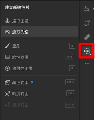 在 Lightroom 中選取主體