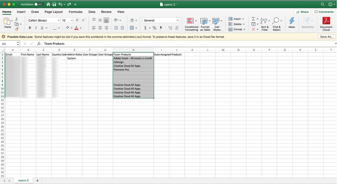 Zaznacz sekcję produktów zespołu