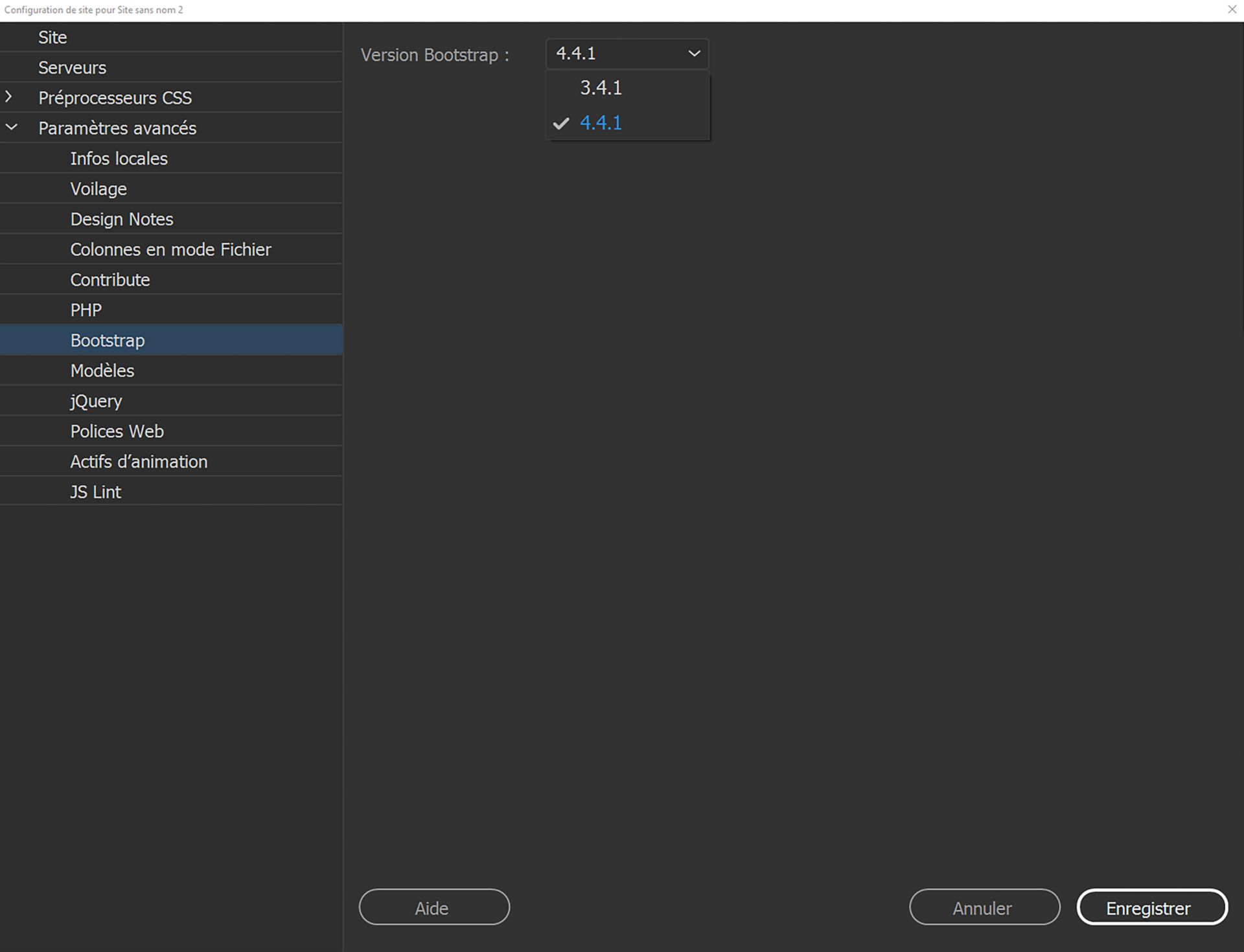 Sélection de Bootstrap version 4.4.1