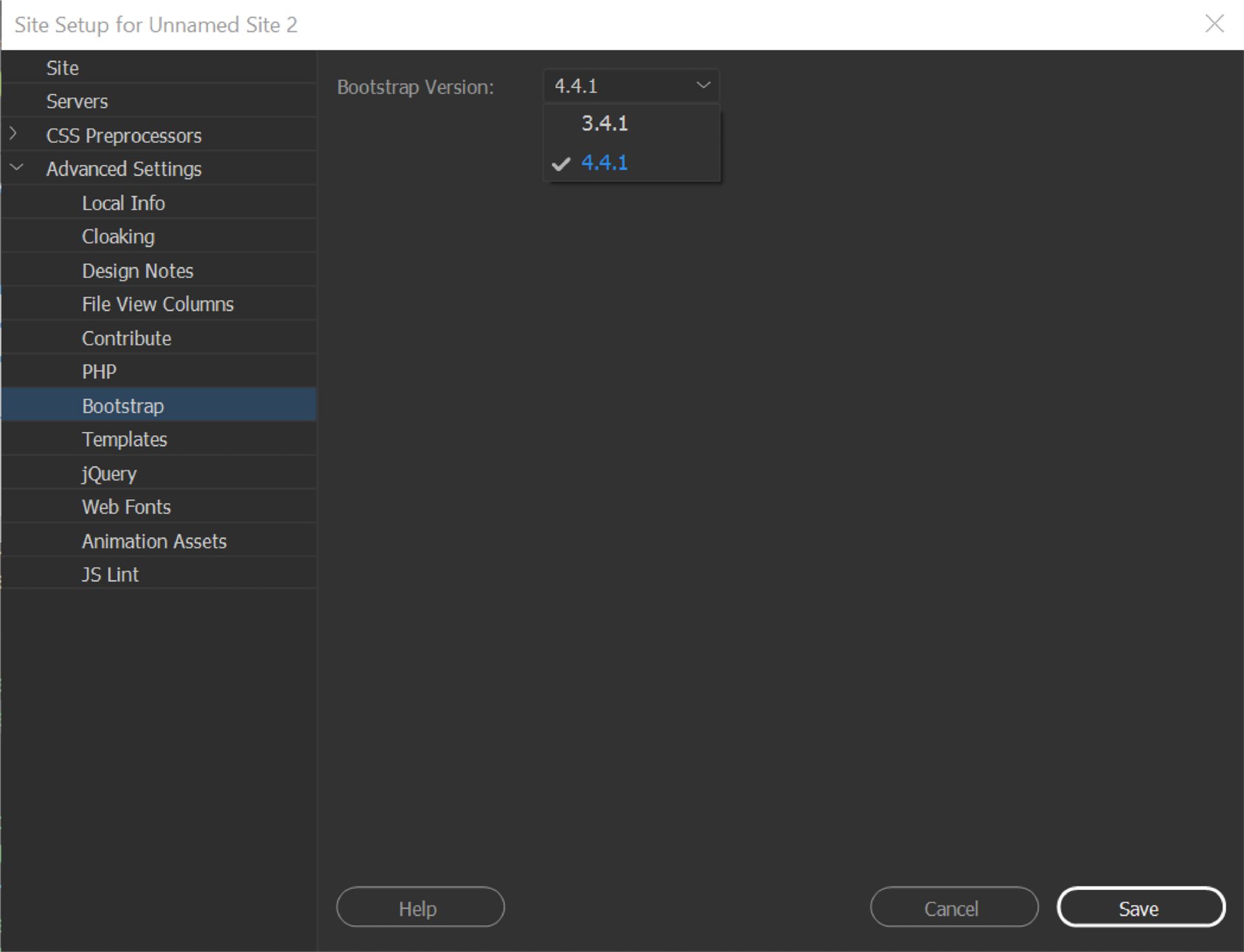تحديد إصدار Bootstrap رقم 4.4.1