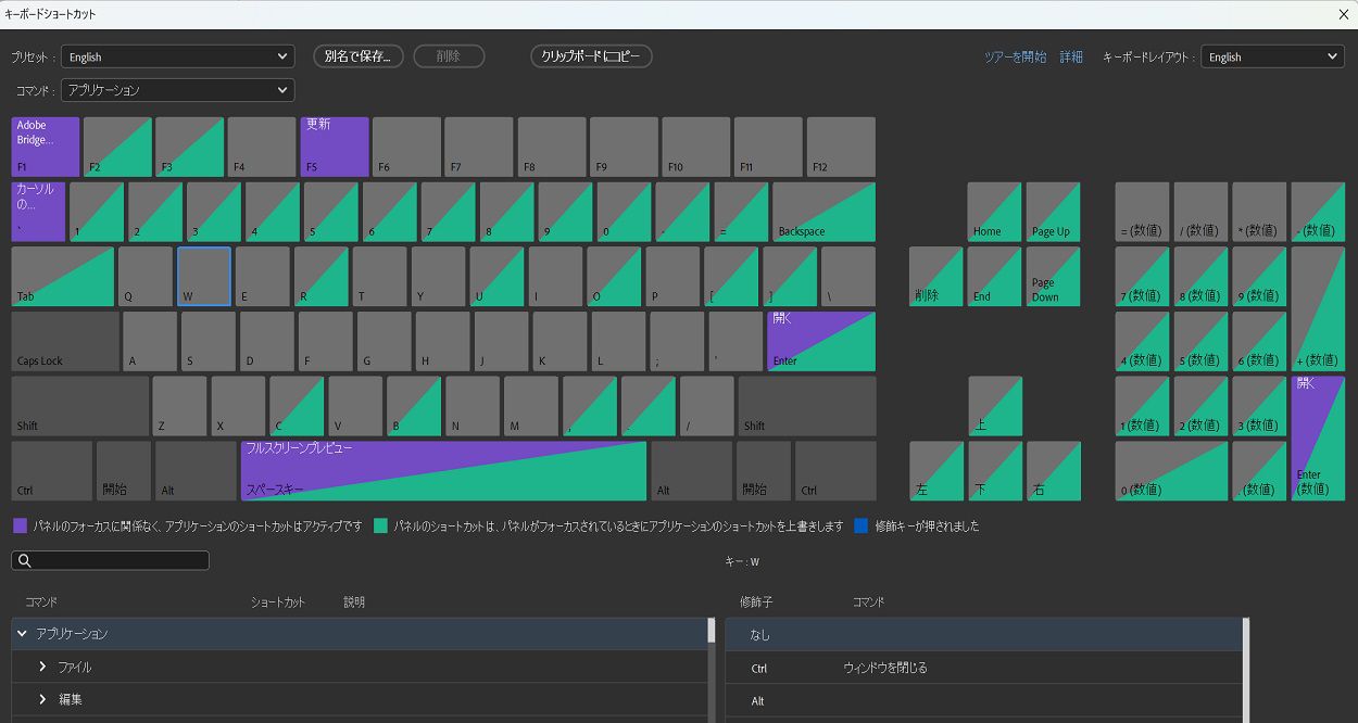 ビジュアルキーボードレイアウトから目的のキーを選択します。