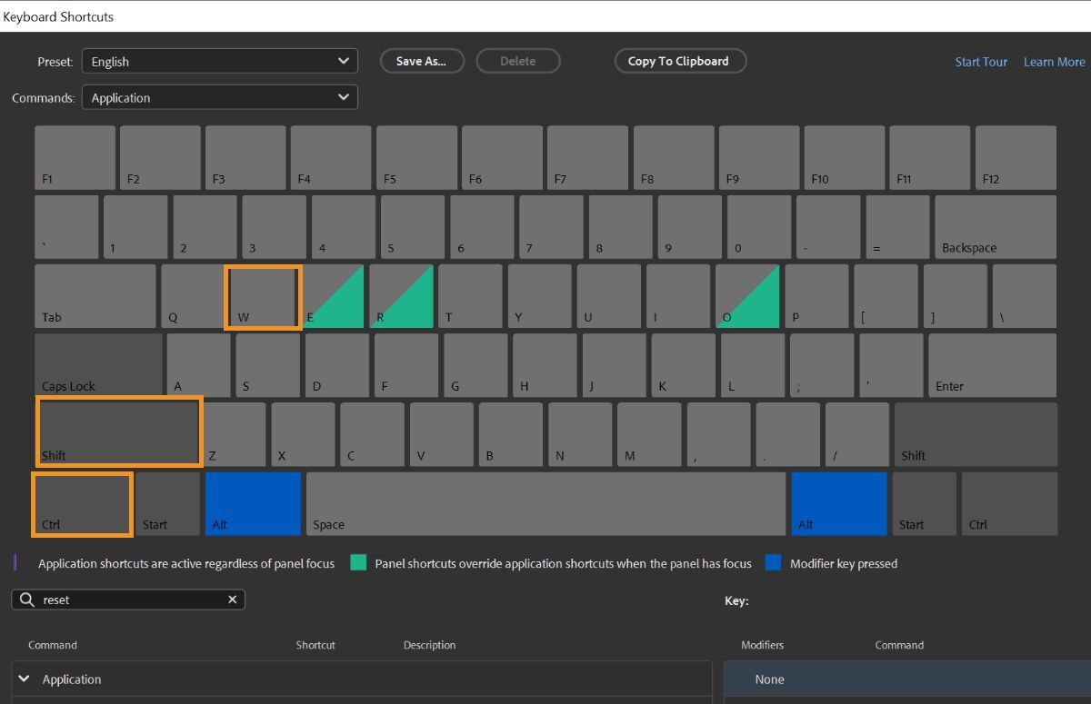 Select the desired keyword shortcut that you would like to assign to the command.