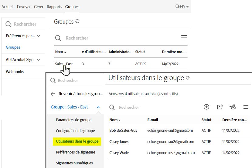 Accès des utilisateurs via des groupes