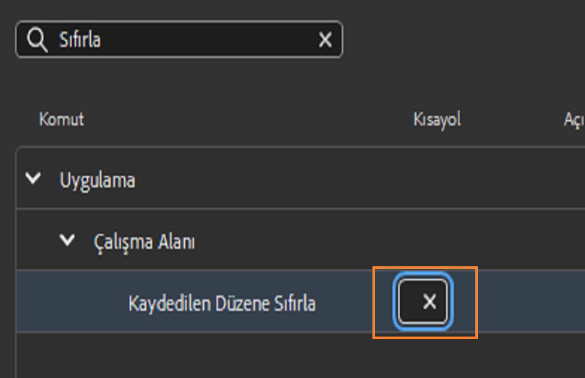 Düzenle kutusunu açmak için Kısayol sütununu seçin.