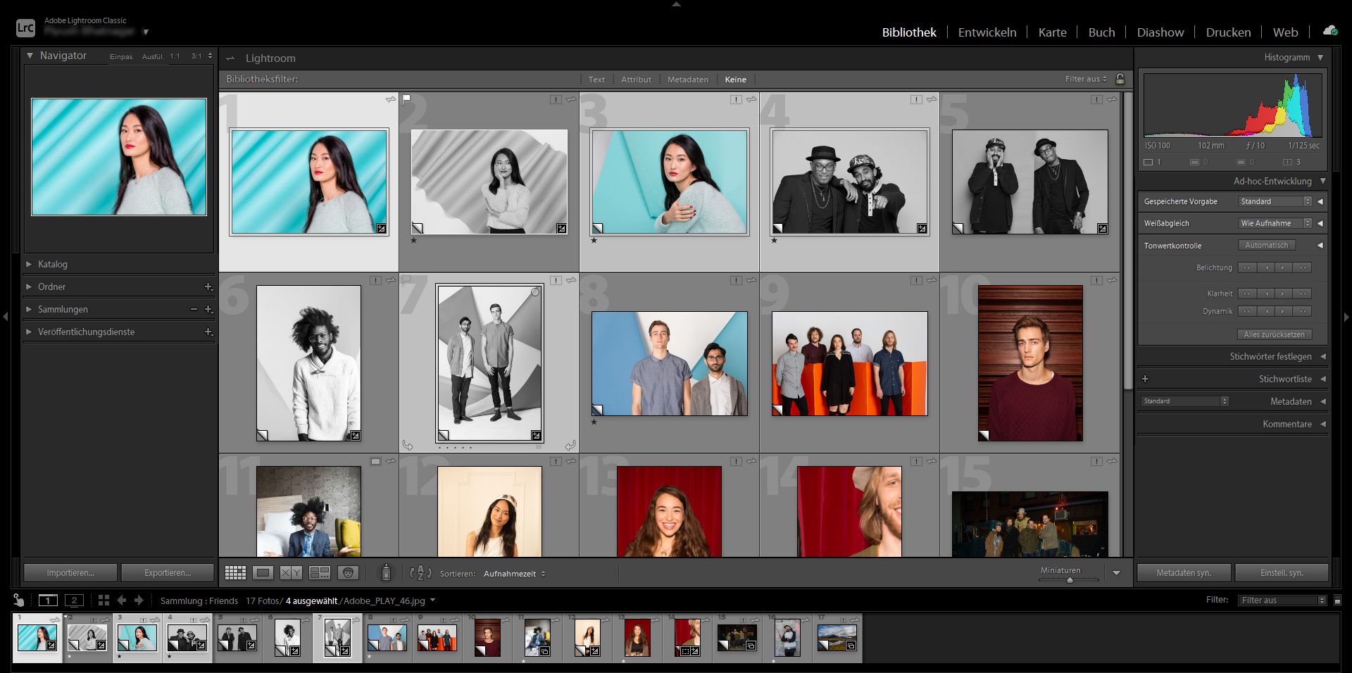 Fotos ativas e selecionadas do Lightroom Classic 