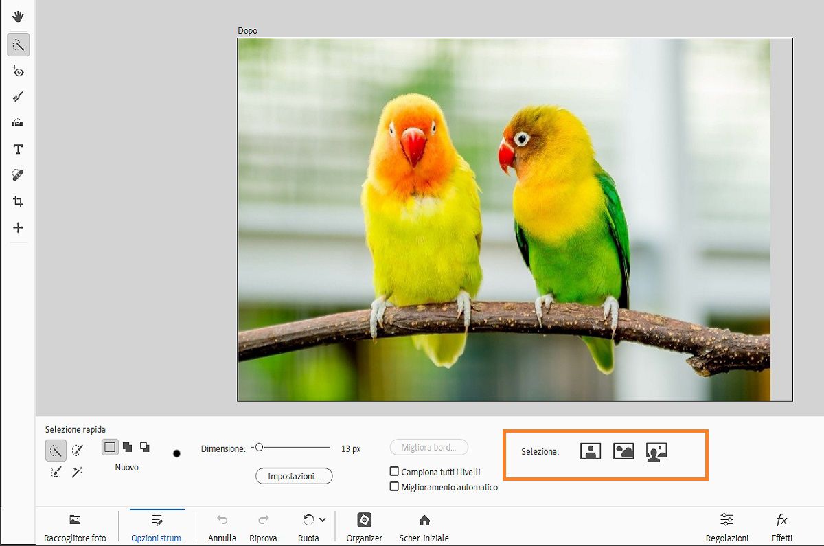 Scoprite le opzioni di selezione con un solo clic disponibili nella barra delle azioni.