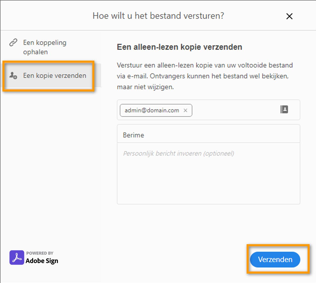 Een kopie van het ingevulde en ondertekende formulier verzenden