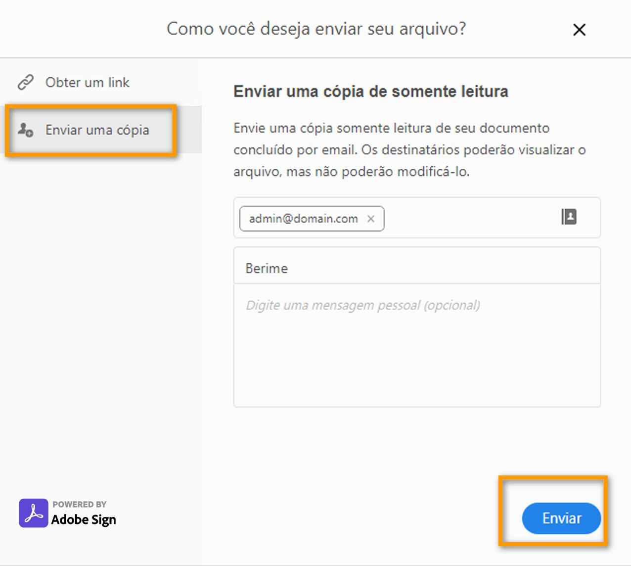 Enviar uma cópia do formulário preenchido e assinado