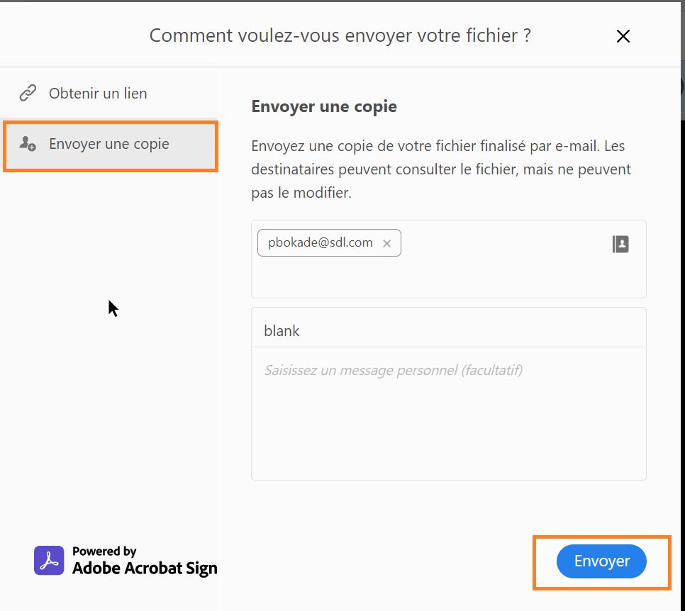 Envoi d’une copie non modifiable du formulaire rempli et signé