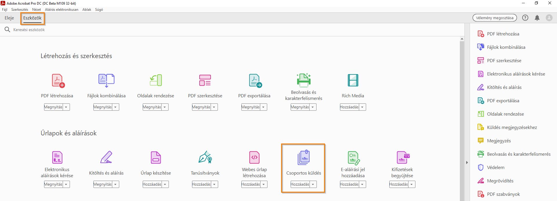 Aláírások kérése csoportban