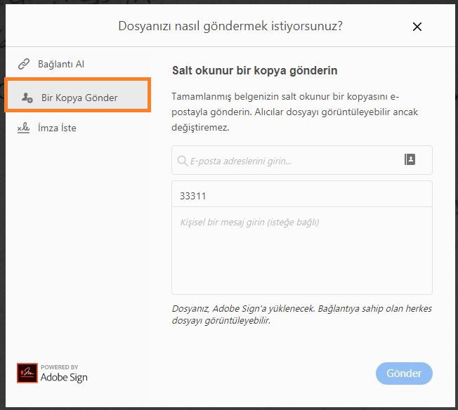 Doldurulup imzalanan formun kopyasını gönderme