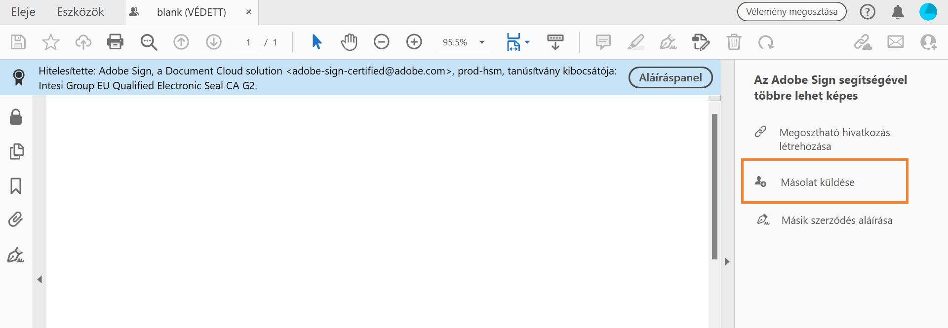 Kattintson a Másolat küldése lehetőségre.