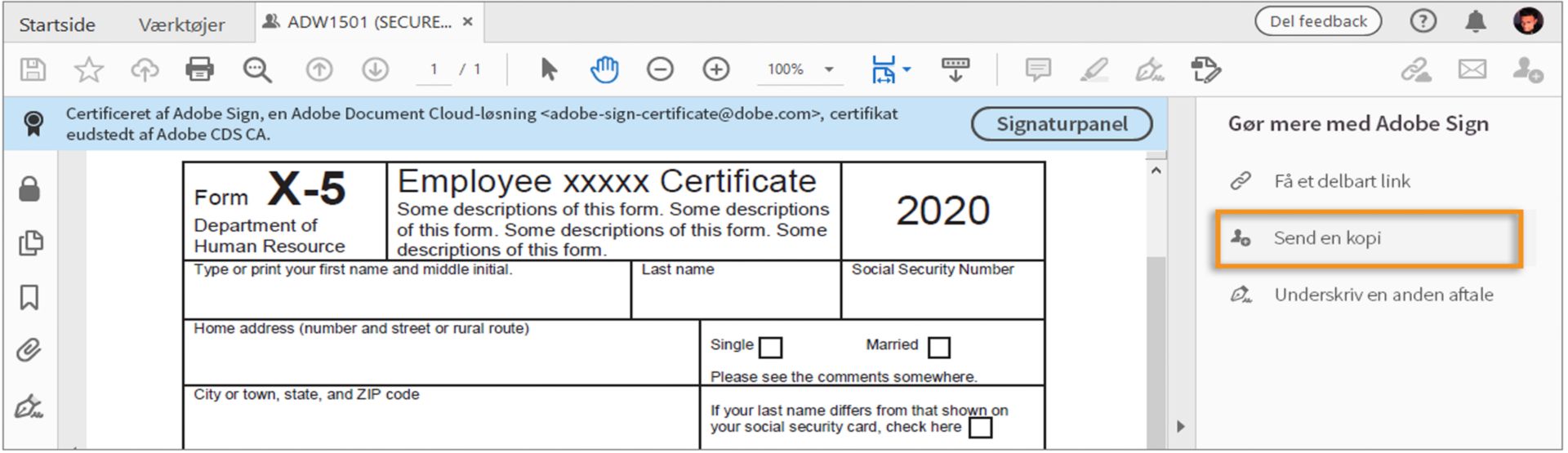 Klik på Send en kopi